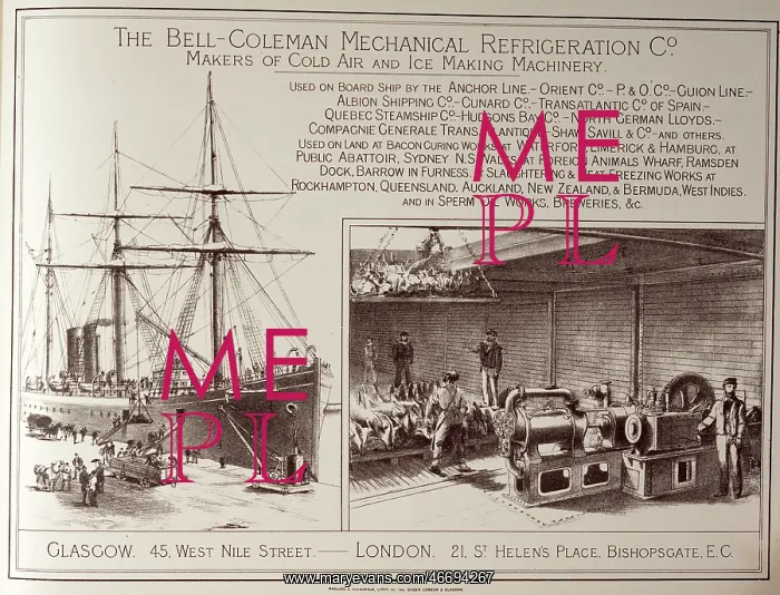 : Advertisement for refrigeration units for ships : Advertisement for refrigeration units for ships