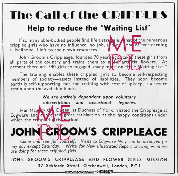 : Advert requesting support for John Groom's Crippleage : Advert requesting support for John Groom's Crippleage