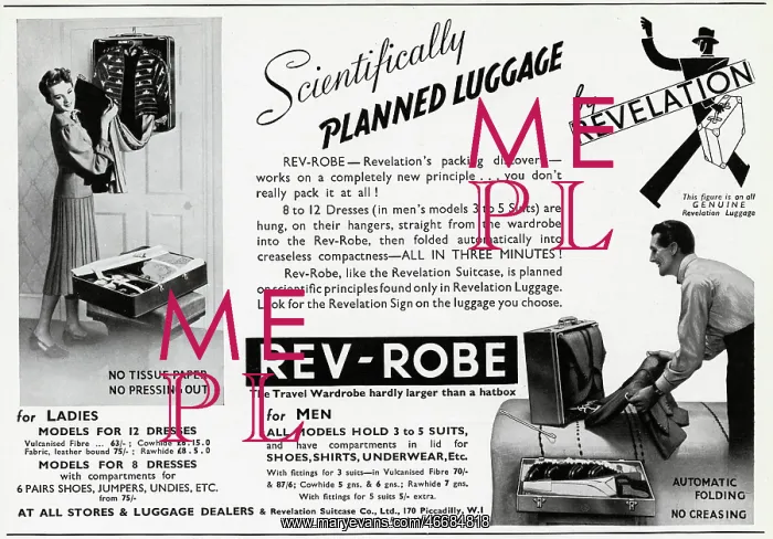 : Advert for Revelation suitcases 1939 : Advert for Revelation suitcases 1939