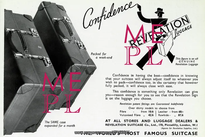 : Advert for Revelation suitcases 1939 : Advert for Revelation suitcases 1939