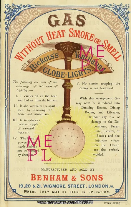 : Advert, Rickets's Ventilating Globe Lights : Advert, Rickets's Ventilating Globe Lights