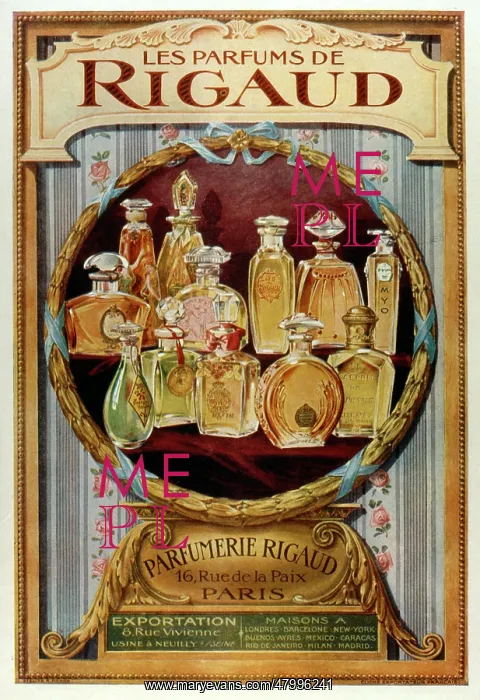 : Advertisement for Rigaud perfumes : Advertisement for Rigaud perfumes