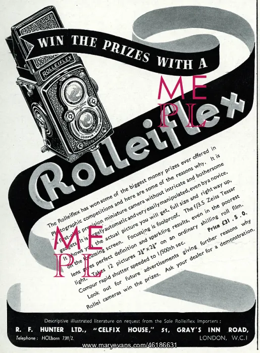 : Advert for Rolleiflex cameras 1939 : Advert for Rolleiflex cameras 1939