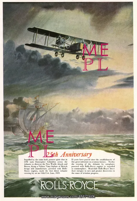  : Advert, Rolls-Royce, Vickers Vimy biplane