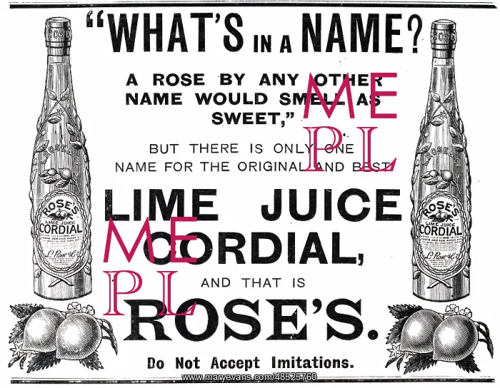 : An advertisement for Rose's lime juice cordial : An advertisement for Rose's lime juice cordial