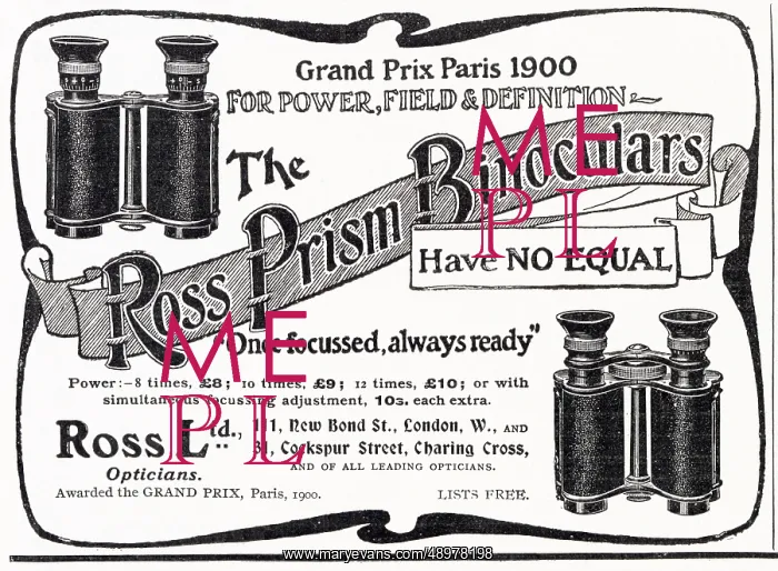 : Advert for Ross Prism Binoculars 1902 : Advert for Ross Prism Binoculars 1902