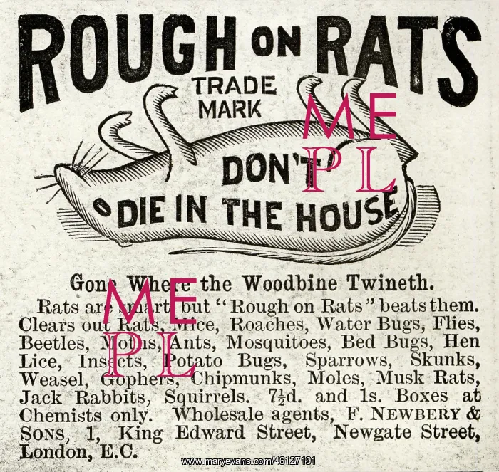 : Advert for Rough on Rats rodent killer 1890 : Advert for Rough on Rats rodent killer 1890