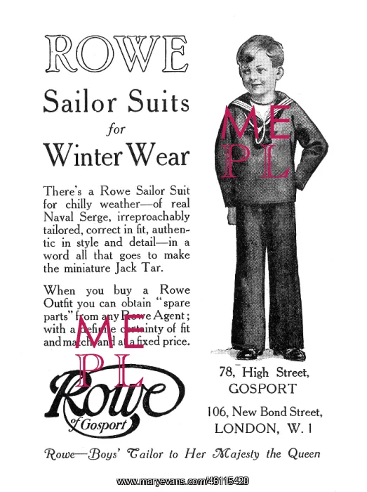 : Advertisement for Rowe sailor suits : Advertisement for Rowe sailor suits