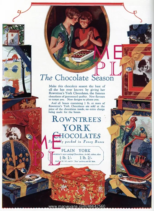 : Advert for Rowntree's Chocolates 1926 : Advert for Rowntree's Chocolates 1926
