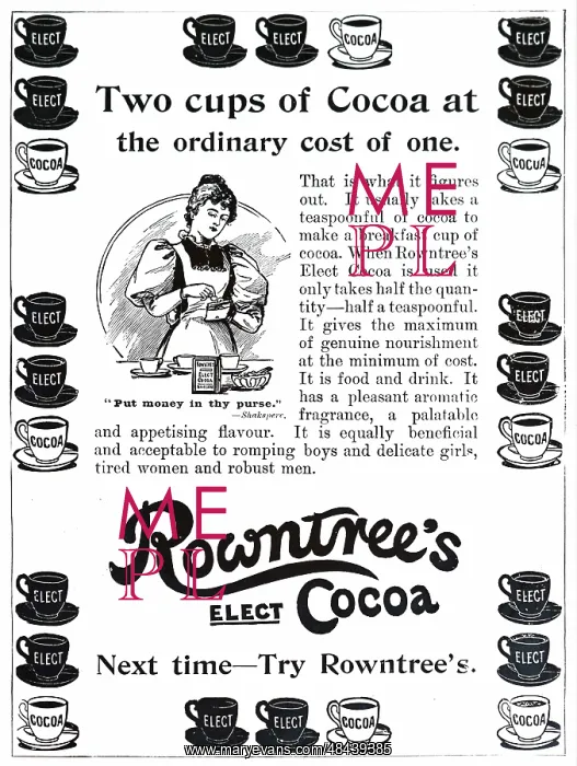 : An advertisement for Rowntree's cocoa : An advertisement for Rowntree's cocoa