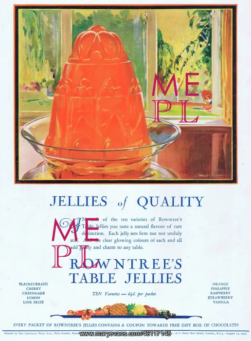 : Advert for Rowntree's Table Jellies, 1927 : Advert for Rowntree's Table Jellies, 1927