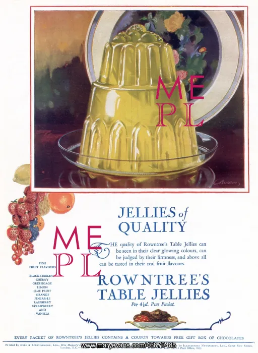 : Advert for Rowntree's table jelly 1927 : Advert for Rowntree's table jelly 1927