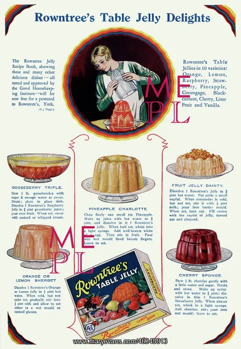 : Advert for Rowntree's table jelly delights 1928 : Advert for Rowntree's table jelly delights 1928