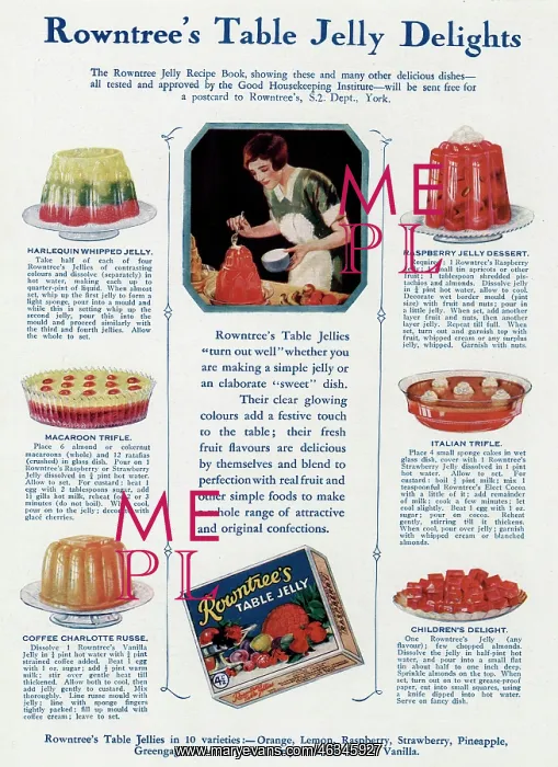 : Advert for Rowntree's table jelly delights 1928 : Advert for Rowntree's table jelly delights 1928