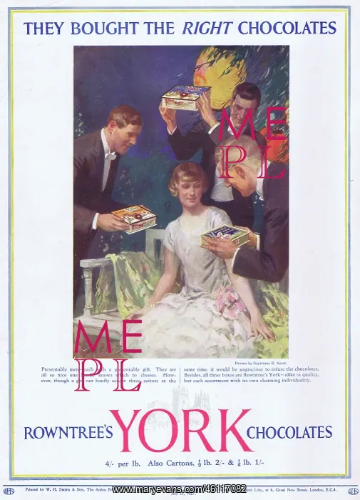: Advert for Rowntree's York Chocolates, 1927 : Advert for Rowntree's York Chocolates, 1927