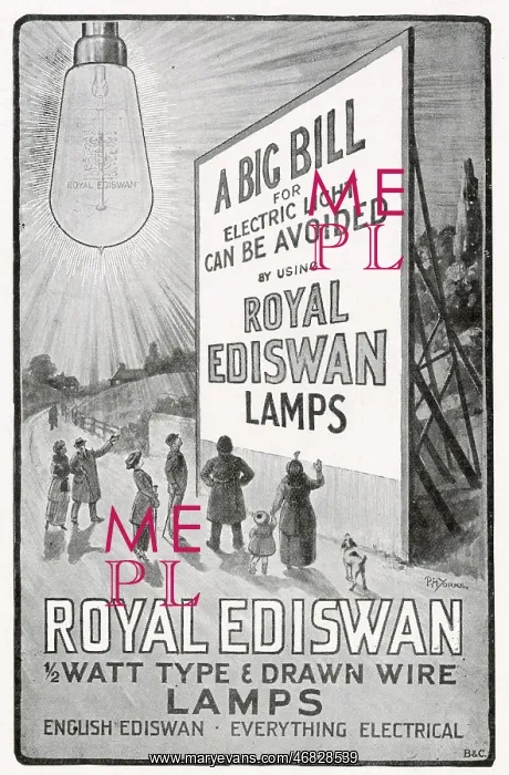 : Advert for Royal Ediswan - light bulbs 1919 : Advert for Royal Ediswan - light bulbs 1919