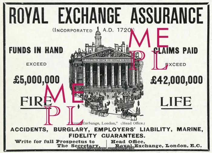 : Advert for Royal Exchange Assurance 1905 : Advert for Royal Exchange Assurance 1905