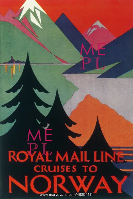 : Advertisement for Royal Mail Line cruises to Norway : Advertisement for Royal Mail Line cruises to Norway