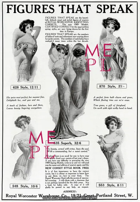 : Advert for Royal Worcester corsets 1909 : Advert for Royal Worcester corsets 1909