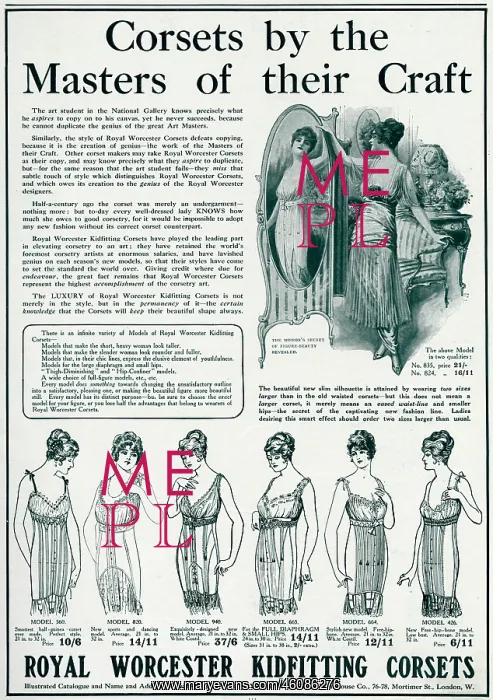: Advert for Royal Worcester corsets 1914 : Advert for Royal Worcester corsets 1914