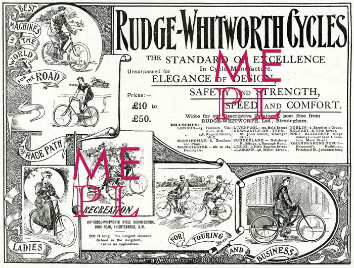 : Advert for Rudge Whitworth Cycles 1895 : Advert for Rudge Whitworth Cycles 1895