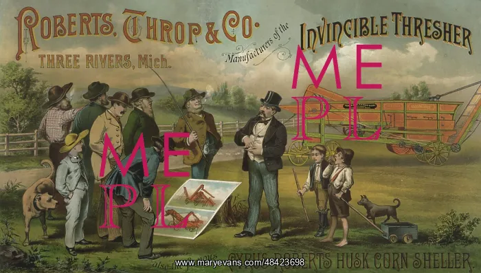 : Advertisement of a salesman in a field with farmers : Advertisement of a salesman in a field with farmers
