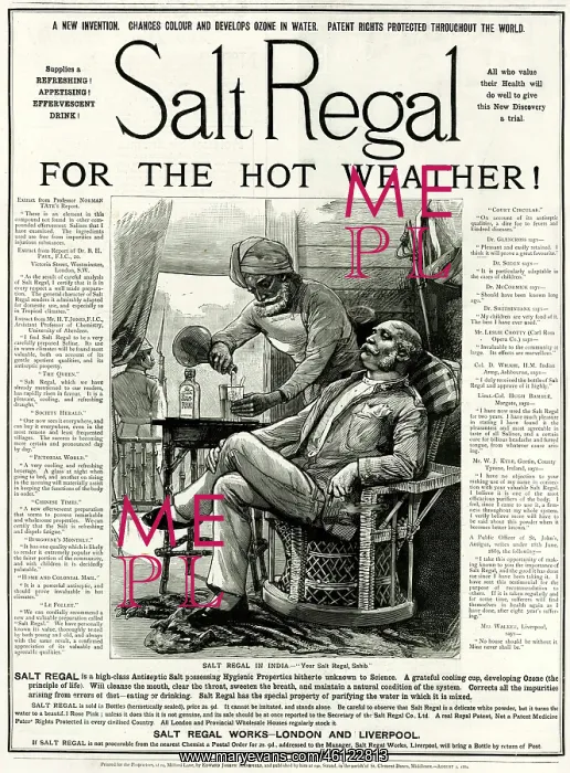 : Advert for Salt Regal 1889 : Advert for Salt Regal 1889