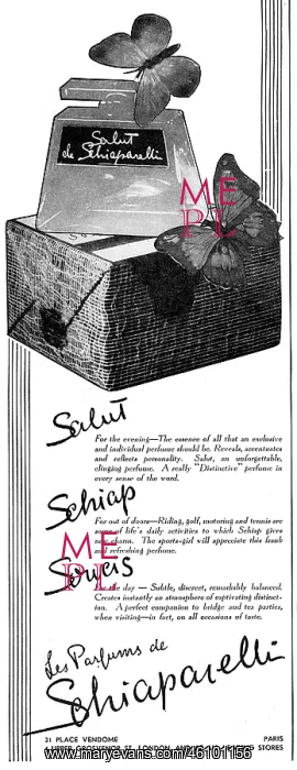 : Advertisement for Salut de Schiaparelli : Advertisement for Salut de Schiaparelli