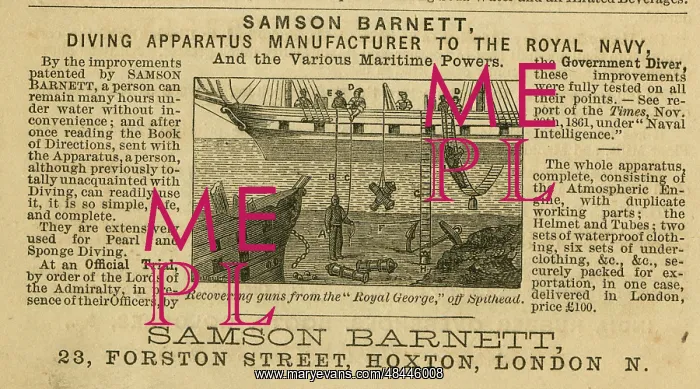 : Advert, Samson Barnett Diving Apparatus : Advert, Samson Barnett Diving Apparatus