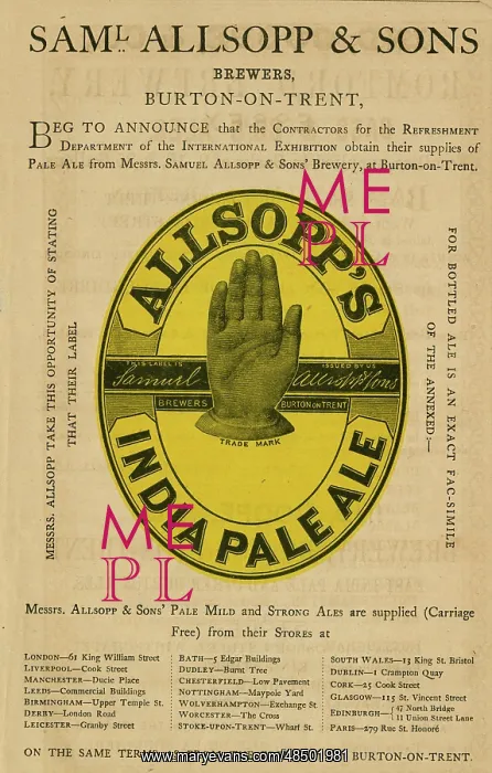 : Advert, Samuel Allsopp & Sons IPA : Advert, Samuel Allsopp & Sons IPA