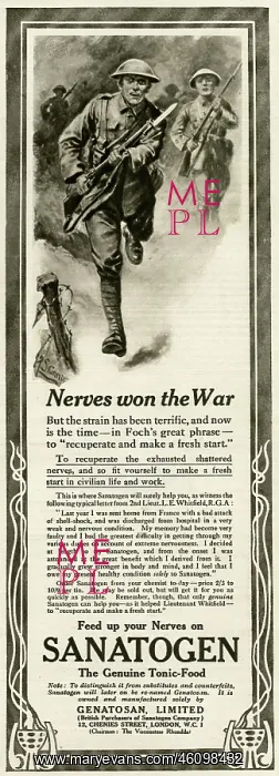 : Advert for Sanatogen tonic 1919 : Advert for Sanatogen tonic 1919