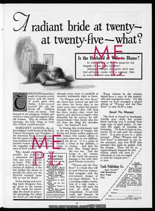  : ADVERT / SANGER BOOK 1922