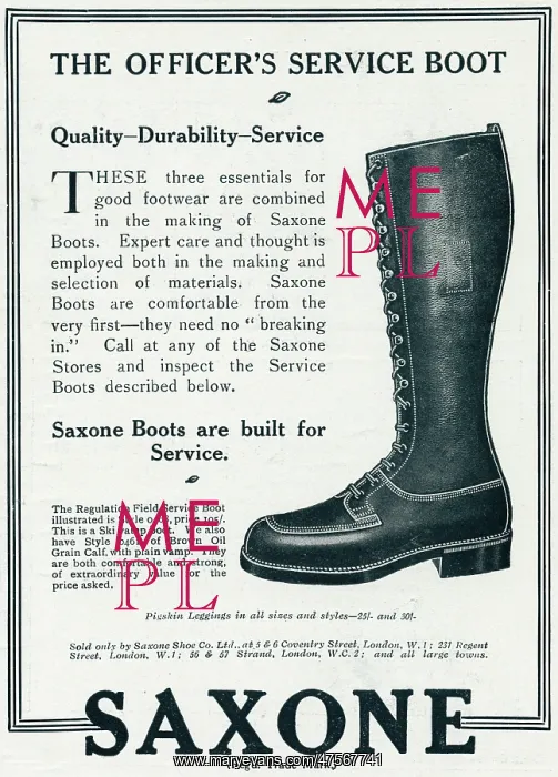 : Advert for Saxone service boot 1918 : Advert for Saxone service boot 1918