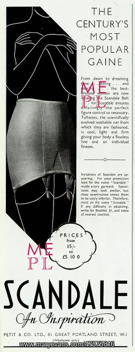 : Advert for Scandale suspenders 1936 : Advert for Scandale suspenders 1936
