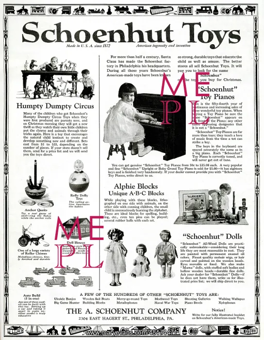  : Advert, Schoenhut Toys