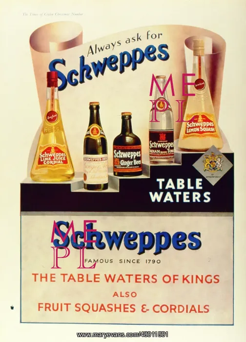 : Advertisement for Schweppes table waters : Advertisement for Schweppes table waters
