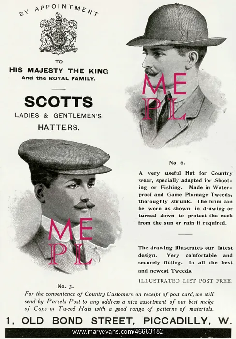 : Advert for Scotts gentlemen's hats 1912 : Advert for Scotts gentlemen's hats 1912