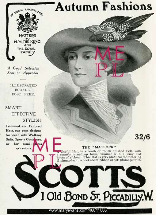 : Advert for Scotts women's hats 1912 : Advert for Scotts women's hats 1912