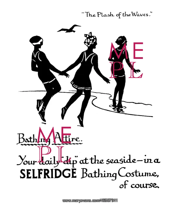 : Advertisement for Selfridge bathing costumes : Advertisement for Selfridge bathing costumes