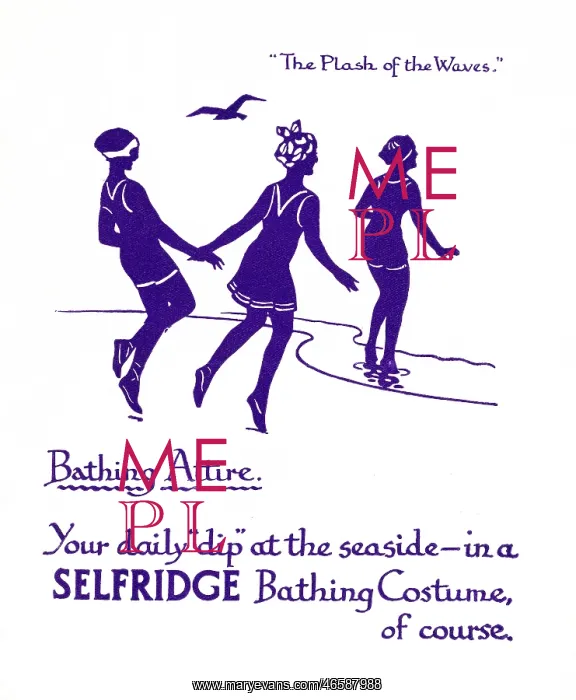 : Advertisement for Selfridge bathing costumes : Advertisement for Selfridge bathing costumes
