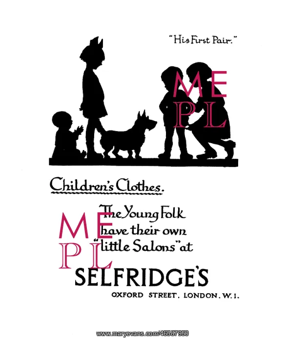 : Advertisement for Selfridge's children's clothes : Advertisement for Selfridge's children's clothes