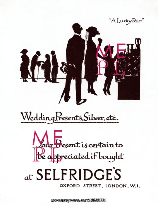 : Advertisement for Selfridge's wedding presents : Advertisement for Selfridge's wedding presents