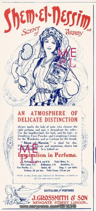 : Advert for Shem-el-Nessim - Perfume 1911 : Advert for Shem-el-Nessim - Perfume 1911
