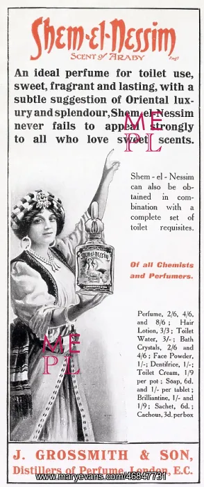 : Advert for Shem-el-Nessim - Perfume 1913 : Advert for Shem-el-Nessim - Perfume 1913