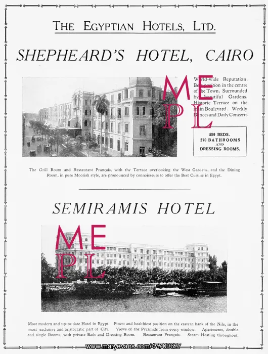 : Advertisement, Shepheard's and Semiramis Hotels, Egypt : Advertisement, Shepheard's and Semiramis Hotels, Egypt