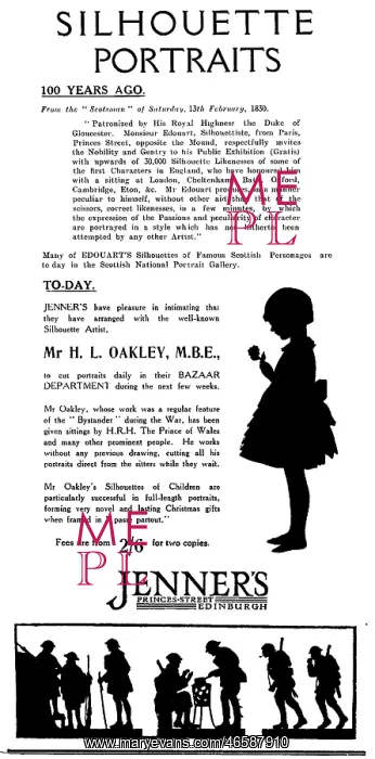 : Advertisement for silhouettes, Jenner's of Edinburgh : Advertisement for silhouettes, Jenner's of Edinburgh