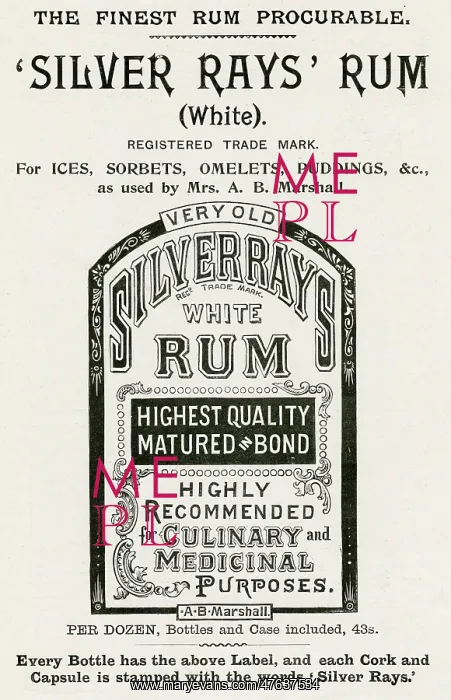 : Advert for Silver Rays White Rum 1899 : Advert for Silver Rays White Rum 1899