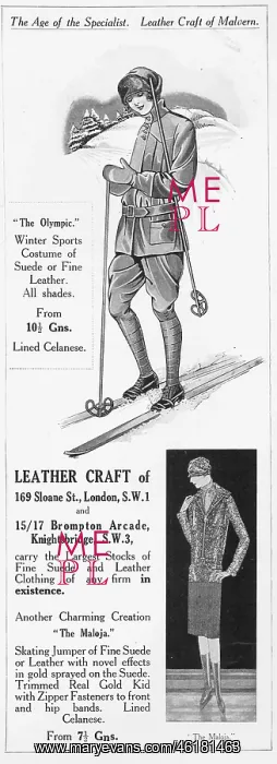 : Advert for skiing and skating outfits from Leathercraft : Advert for skiing and skating outfits from Leathercraft