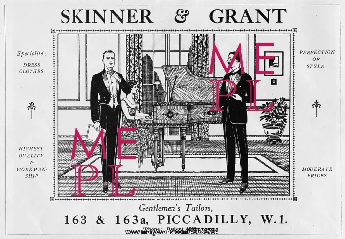 : Advert for Skinner & Grant, Gentlemen's tailors, 1920s : Advert for Skinner & Grant, Gentlemen's tailors, 1920s