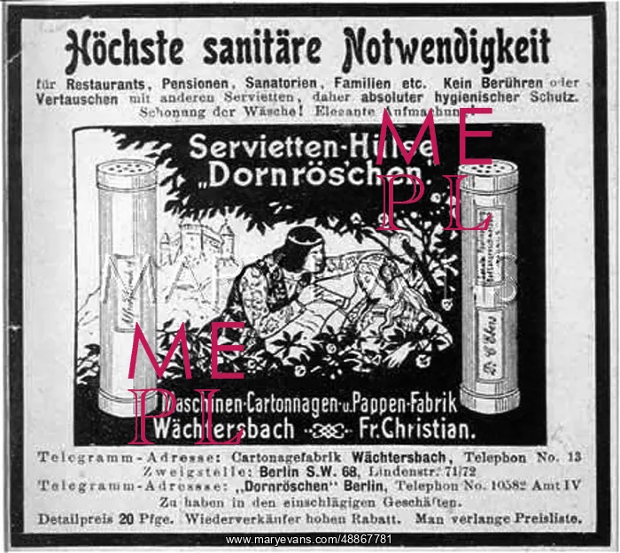 : Advert for Sleeping Beauty sanitary towels : Advert for Sleeping Beauty sanitary towels